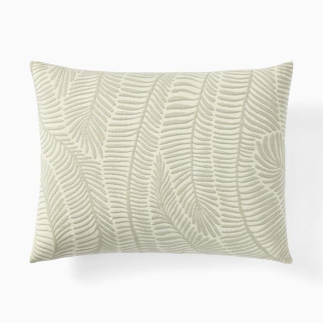 Trailing Fern Matelasse Standard Sham, Celadon