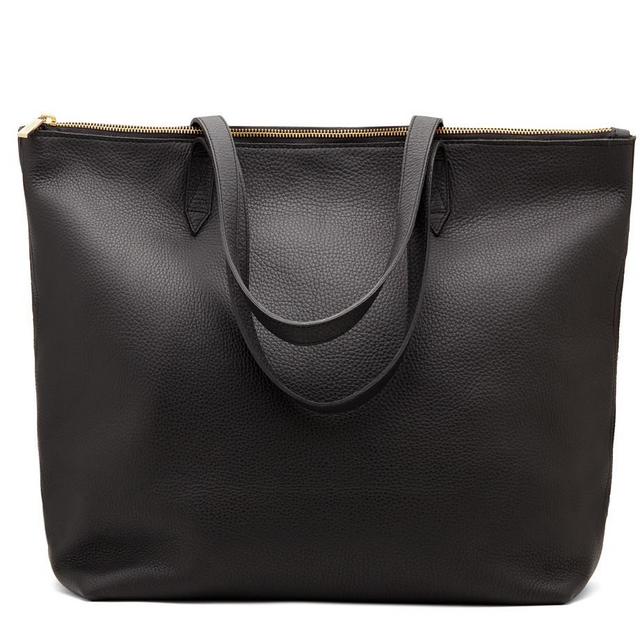 Monogrammed Classic Leather Zipper Tote