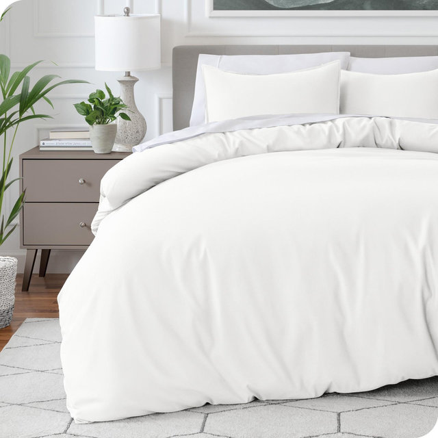 Oversized Queen Cream Double Brushed Duvet Cover Set by Bare Home