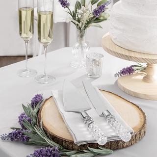 Silver Cake Serving Set with Crystalline Handles