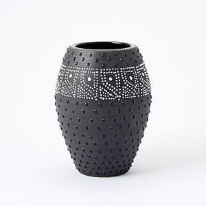 Black + White Dot Vase, Medium