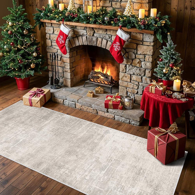 Washable 2x6 Hallway Runner Rug: Abstract Soft Entryway Doormat Water-Resistan Bathroom Kitchen Carpet with Non-Slip Backing Modern Living Room Bedroom Dining Room Decorative Carpet（2x6,Beige/Cream）
