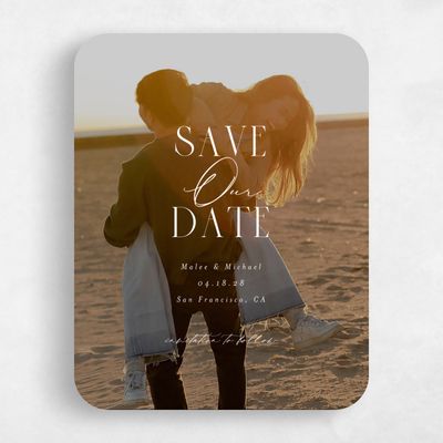 White Rounded Wedding Save the Date - Portsmouth Photo