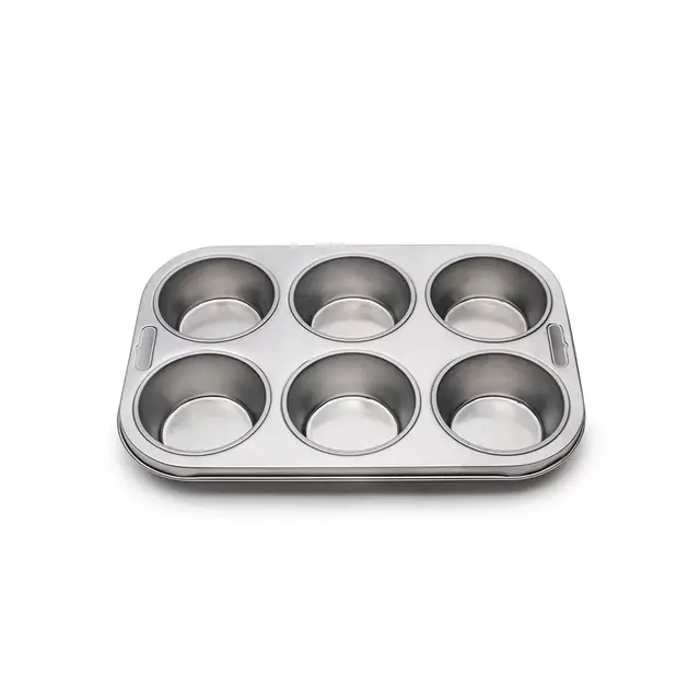 Fox Run 4867 Muffin Cupcake Bakeware Pan Stainless Steel 6 Cup