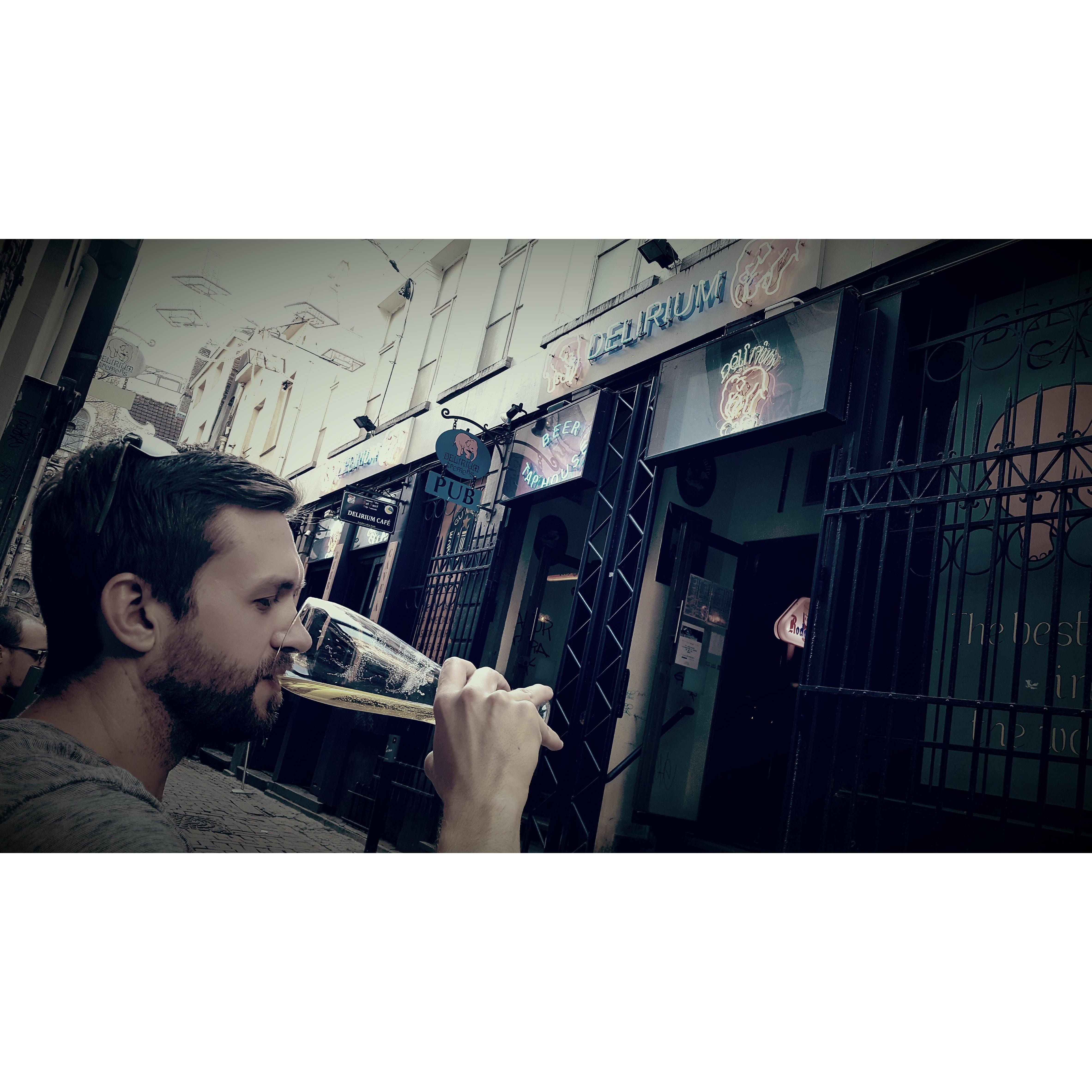 Outside the Delirium alley in Brussels, Belgium.