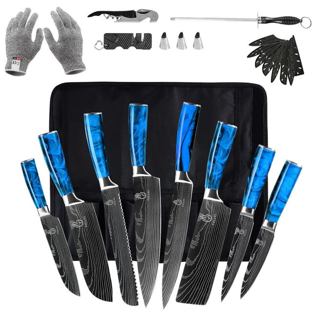 Knife Set,FULLHI 14pcs Japanese Knife Set, Multiple Colour Premium German Stainless Steel Kitchen Knife Set