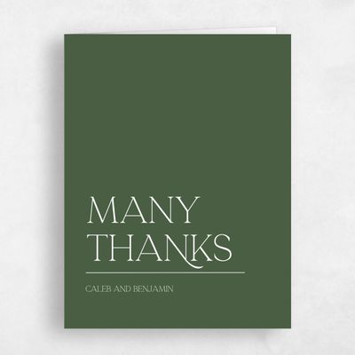 Dark Olive, Green Wedding Thank You - Hasbrouk Portrait