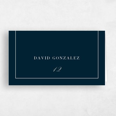 Darkest Teal, Blue Wedding Place Card - Clifton