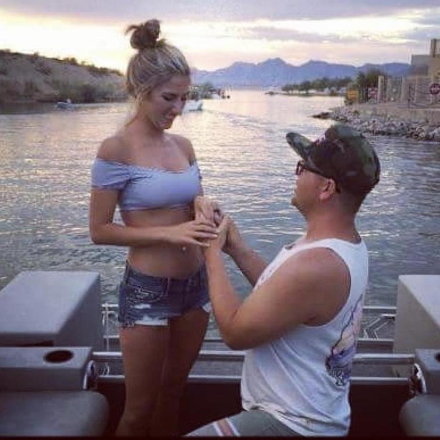 The Proposal! It happened on our pontoon boat , while cruising through the channel just under the London Bridge in Lake Havasu!