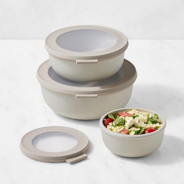 Mepal Round Nested Shallow Food Storage Containers,Nordic White
