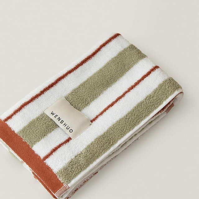 WENSHUO Melted Lollipop-Striped Pure Cotton Hand Towel,100% Combed Cotton,Luxury Towel,Super Absorbent(Pack of 1) (29.53" L × 13.39" W)