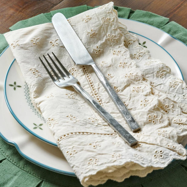 Antique White Eyelet Napkin Set of Four