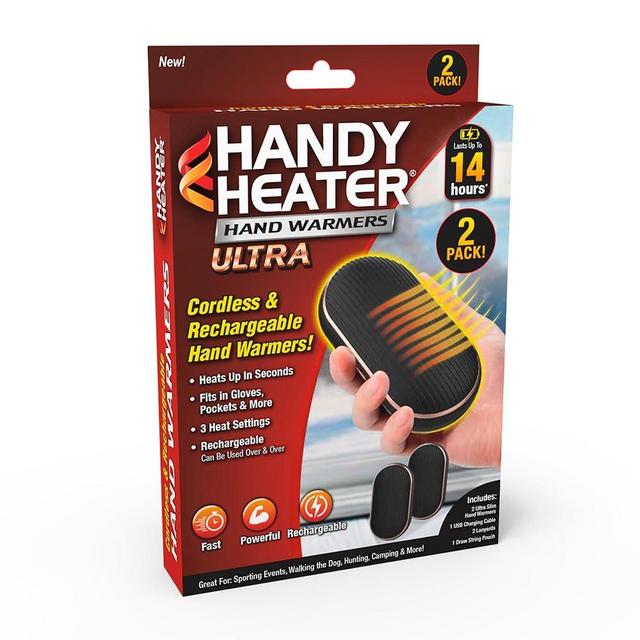Handy Heater Hand Warmers Ultra - Rechargeable & Cordless with 3 Heat Settings - Portable, Battery Powered, Lightweight - Up To 7 Hours of Run Time Per Warmer - Cold Weather & Camping Hand Heater