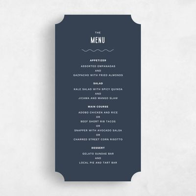 Blue Ticket Wedding Menu - Monraz