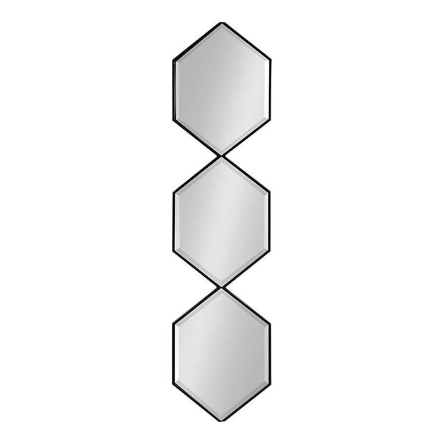 Kate and Laurel Roycen Modern Narrow Geometric Shaped Metal Accent Wall Mirror, 42 x 10 Black