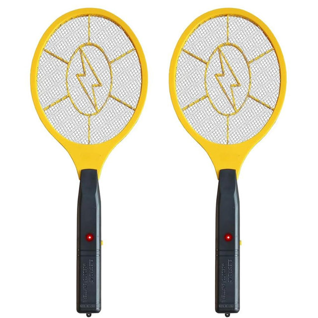 2 Pack Electric Fly Swatter, Handheld Bug Zapper Racket for Outdoor & Indoor, Mosquito Zapper Racket Battery Powered Tennis Mosquito Rackets for Insect