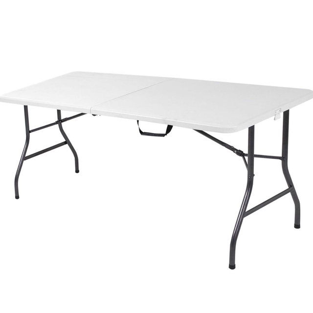 COSCO Fold-in-Half Banquet Table w/Handle, 6ft, White
