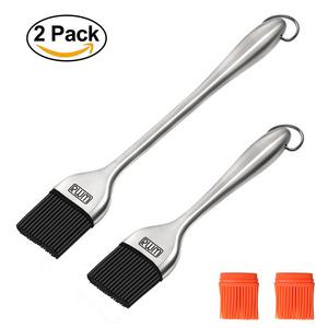 RWM Basting Brush - Good Grips Flexible Heatproof Stainless Steel Pastry Brush with Back up Silicone Brush Head Resistant,Food Grade,Dishwasher Safe,BPA Free,Bristle Free,Pack of 2(Version Updating)