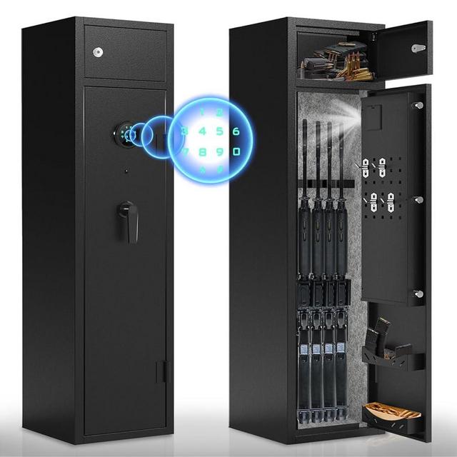 Karini 4-5 Gun Safe,Gun Safes for Rifles and Shotguns,​Gun Safes for Home Rifle and Pistols,Quick Access Gun Cabinets,Rifle Safe with Storage Shelves (H55.12"xW12.6"xD9.84"(Electronic))