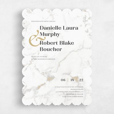 White Scalloped Wedding Invitation - Benton Classic
