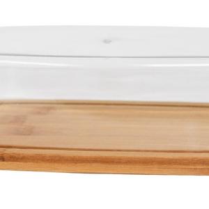 Bamboo Butter Serving Dish, Cutting Board Serving Tray with Clear Acrylic Cover - by Home-X