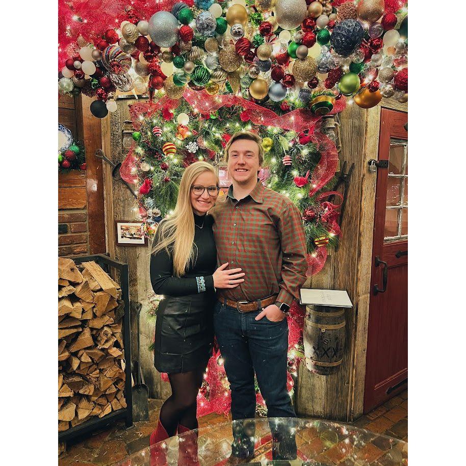 12/20/22- Hannah and Landon at The Angus Barn at Christmastime!