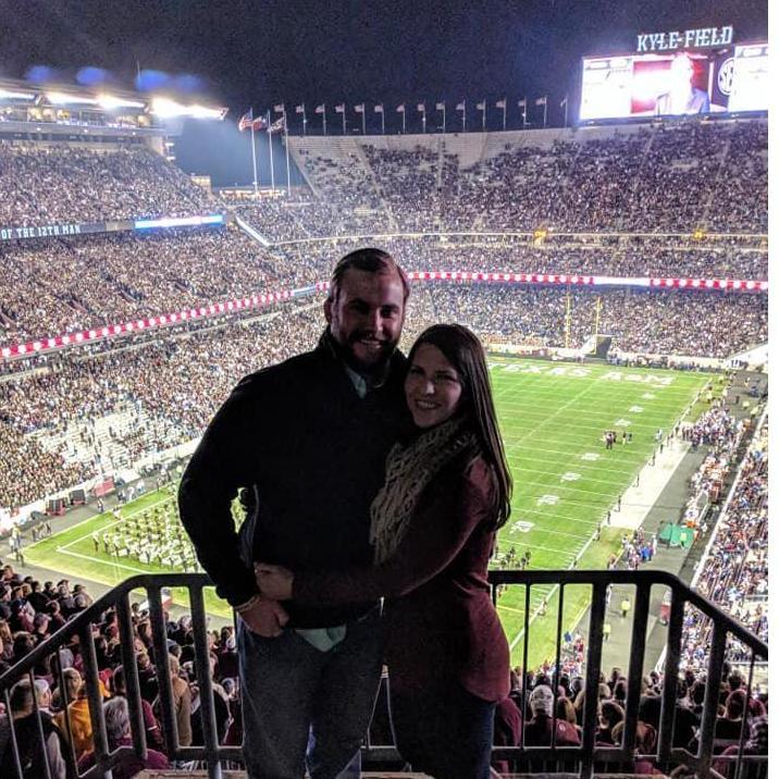 Jon's first Texas A&M game went into 7 overtimes!!  He received so many unsolicited kisses from my dad (yeah, dad). Lol