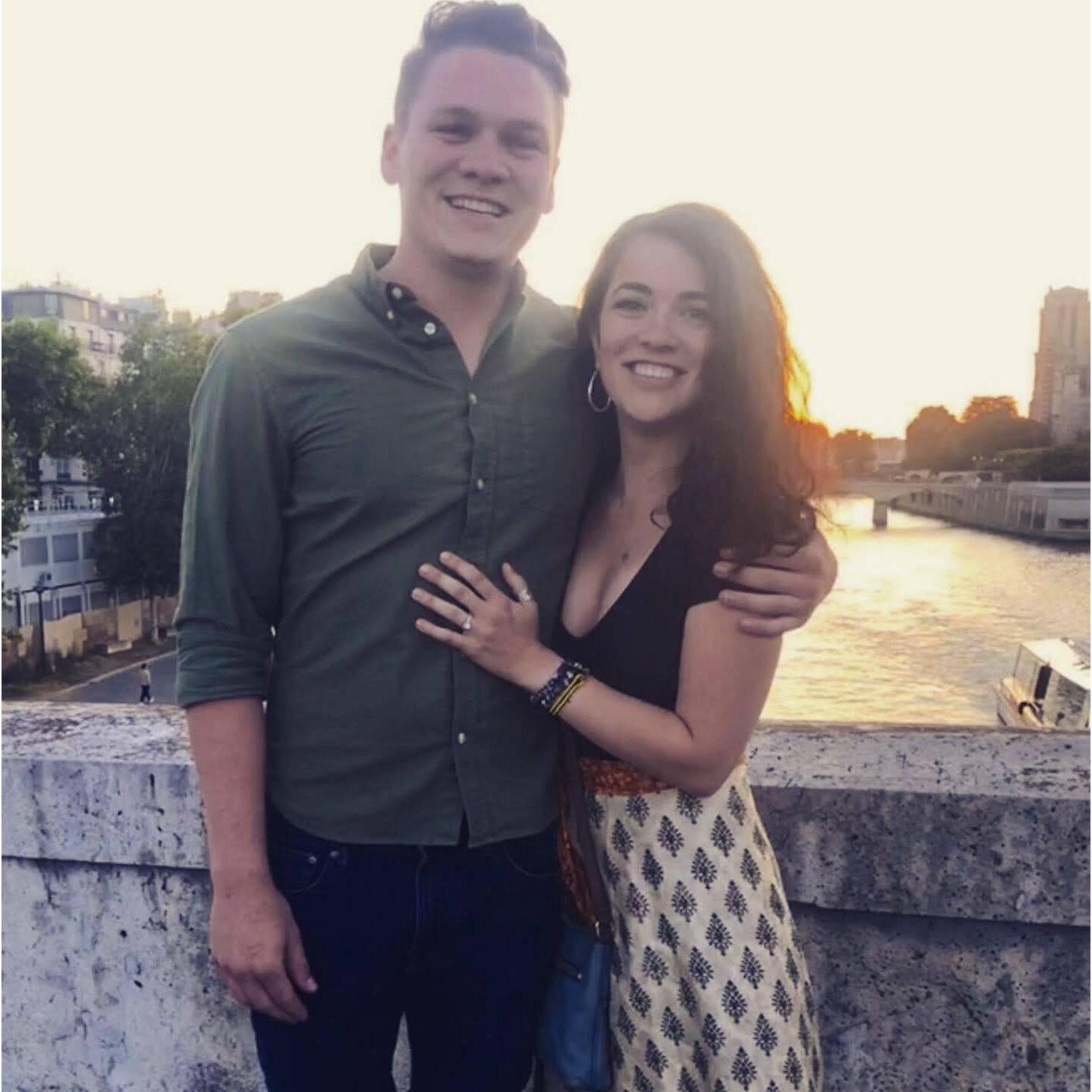 Moments after getting engaged in Paris.