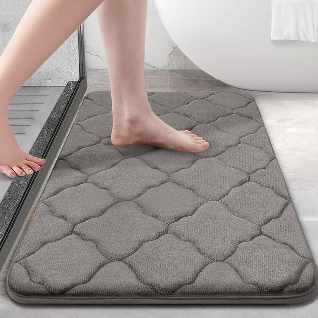 OLANLY Memory Foam Bath Mat Rug 30x20, Ultra Soft and Absorbent Bathroom Rugs, Non-Slip, Comfortable, Machine Washable Bath Carpet for Bathroom Floor, Tub, Shower and Home Decor Accessories, Taupe