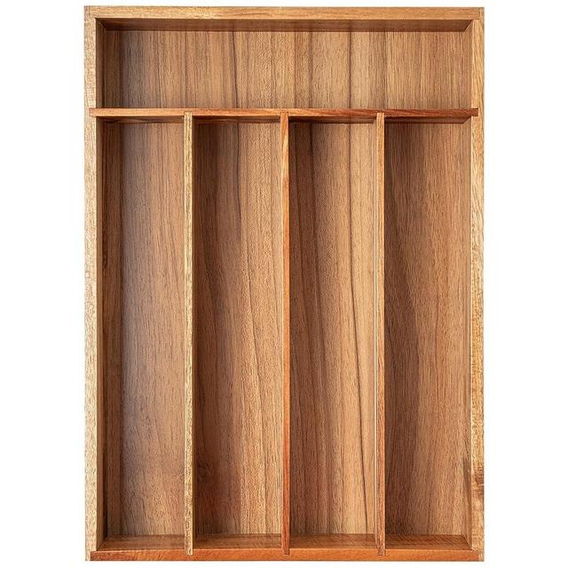 Besilord Silverware Organizer Acacia Wood Utensil Organizer Acacia Kitchen Drawer Organizer Silverware Holder Cutlery Organizer in Drawer Flatware Organizer