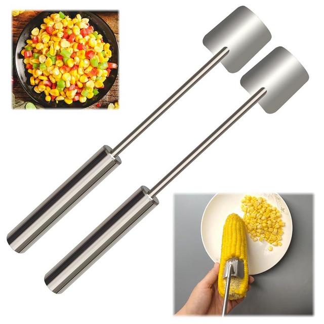 EGZ Corn Cob Peeler Peeler Easy Clean Corn Cob Stainless Steel Splitter Tool Suitable for Home Kitchen, Restaurant Chef, Picnic Lovers (2 Pcs)