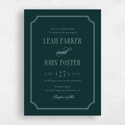 Dark Emerald, Green Wedding Invitation - Dermot Classic