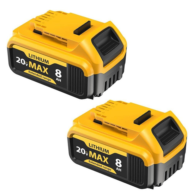 2-Pack 8000mAh 20V Max Lithium-ion Batteries for Dewalt - Replaces DCB201, DCB200, DCB205, DCB206, DCB207 - Seamless Compatibility with Dewalt 20V Max Battery Cordless Power Tools & Chargers