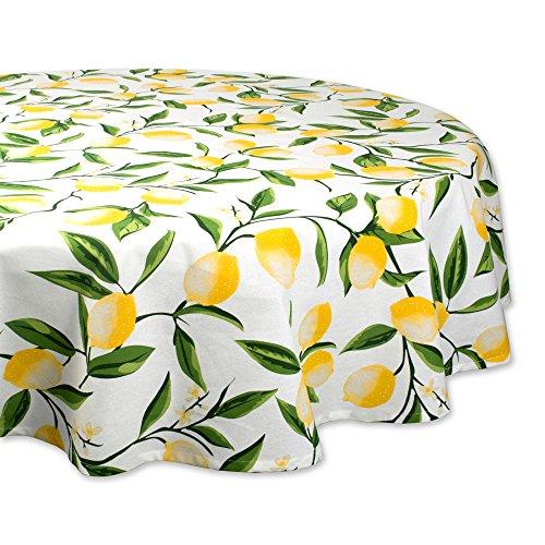 DII Round Cotton Tablecloth for Autumn Thanksgiving, Catering Events, Dinner Parties, Special Occasions or Everyday Use, 70", Lemon Bliss