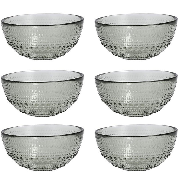 Fortessa Jupiter Vintage Glassware Collection 5 Inch Cereal Salad Dessert Snack All-Purpose Bowl 6 Pack, Smoke Gray, 14 Ounce (6 Pack)