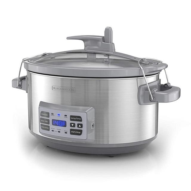 BLACK+DECKER SCD7007SSD 7-Quart Digital Slow Cooker with Temperature Probe + Precision Sous-Vide, Capacity, Stainless Steel