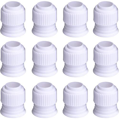 Shappy Plastic Standard Couplers Cake Decorating Coupler Pipe Tip Coupler for Icing Nozzles, White (12 Pack)