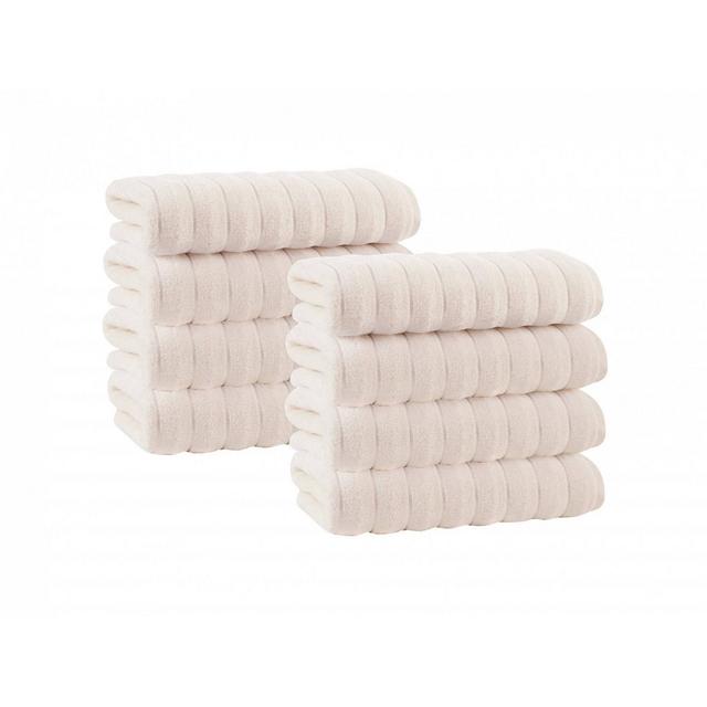 8pc Vague Turkish Cotton Hand Towel Set Cream - Enchante Home