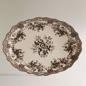 BROWN FLORAL EARTHENWARE TABLEWARE