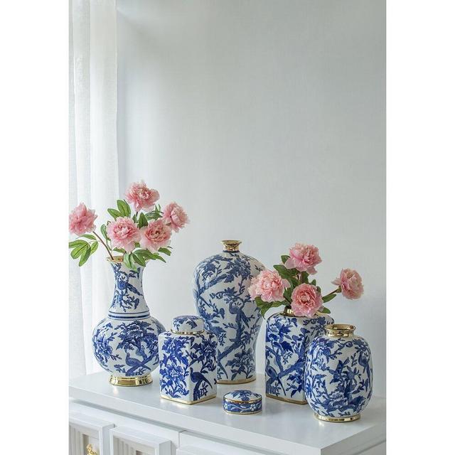 Landreth Blue 10.6'' Porcelain Table Vase
