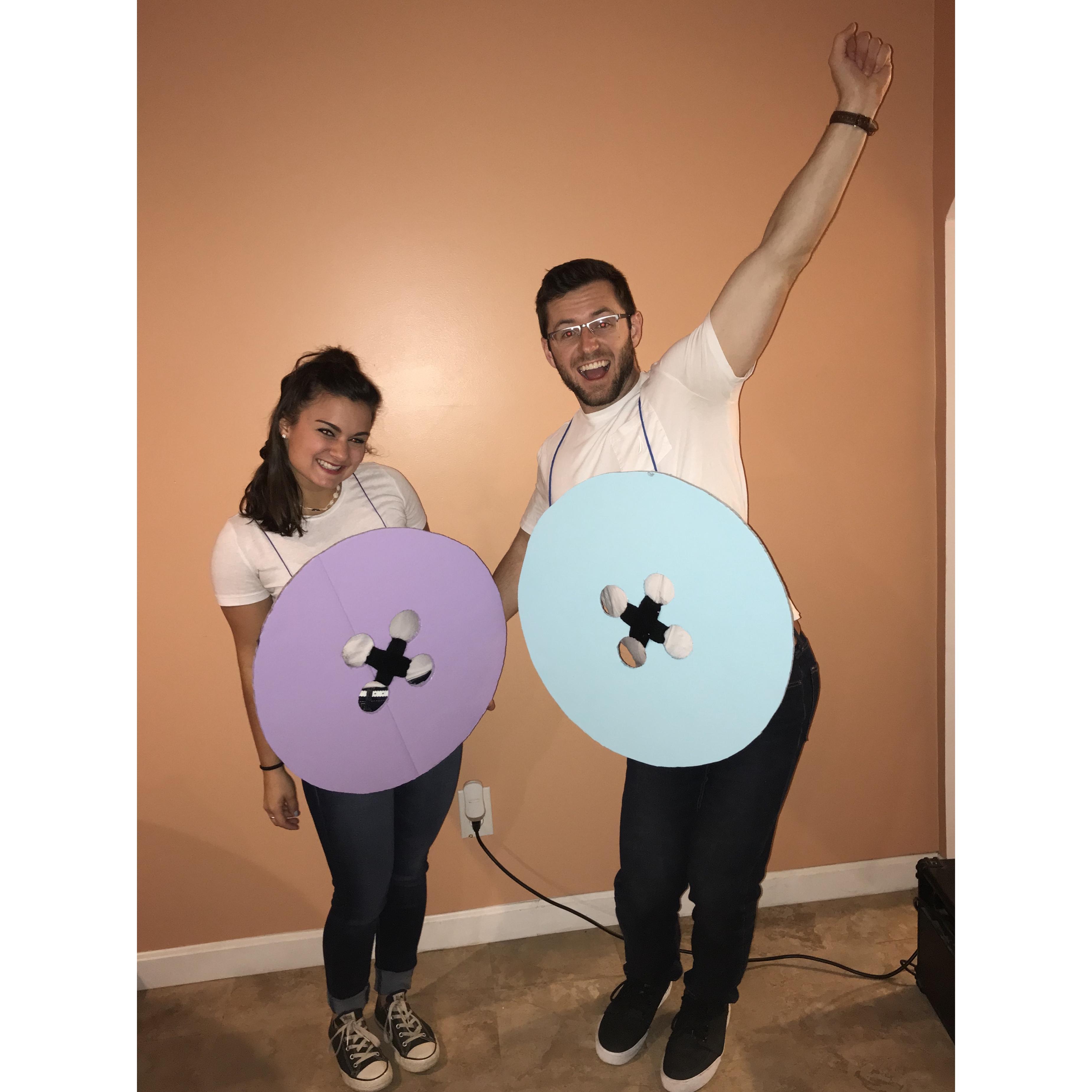 Marissa convinced Cam to dress up as buttons for Halloween so they could "cute as a button" (clearly she didn't have to work too hard to convince him!).