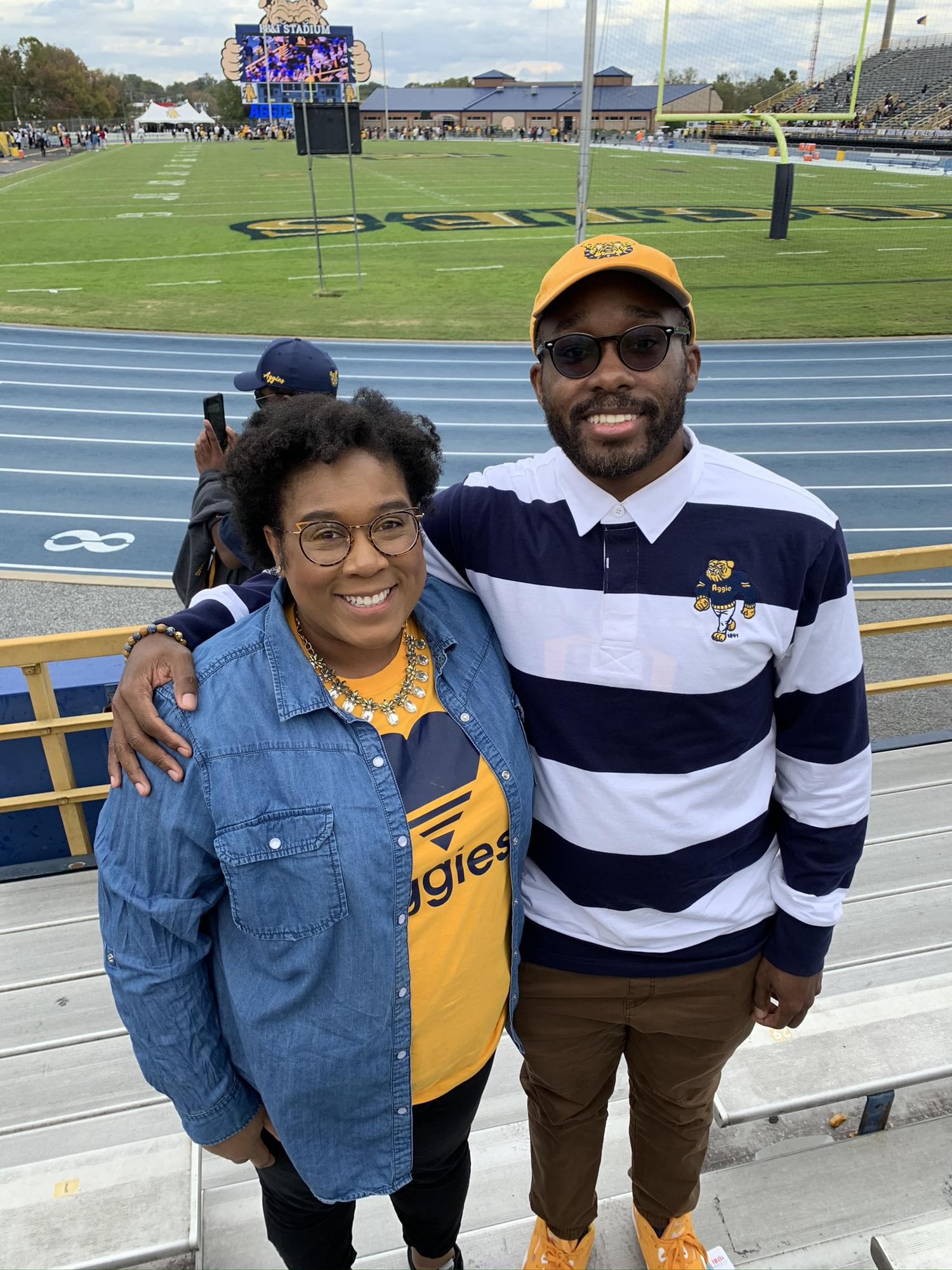 AGGIE PRIDE! Robert and Siobhan in Greensboro, NC for a North Carolina A&T Football Game, 2019