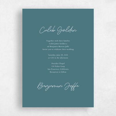 Teal, Blue Wedding Invitation - Alyeska Portrait