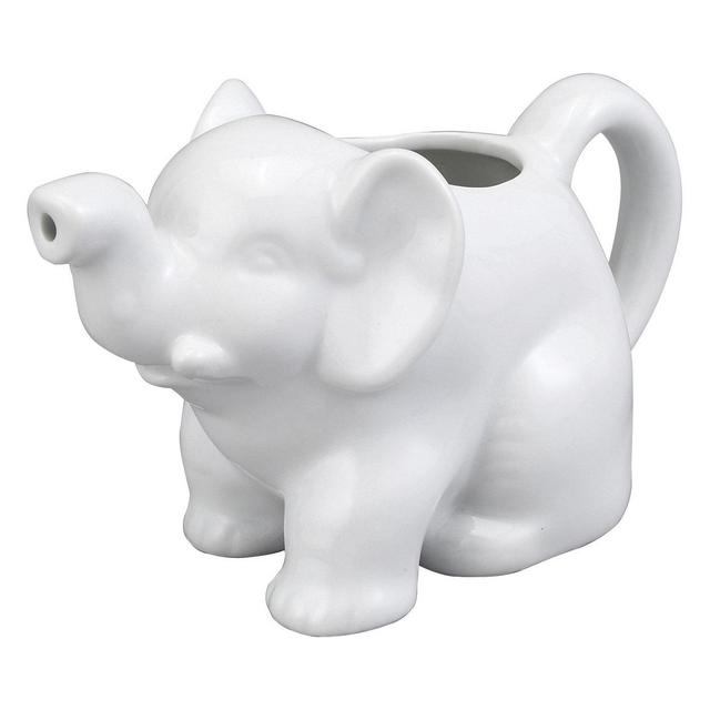 HIC Elephant Creamer Coffee Tea Milk with Handle, Fine White Porcelain, 9-Ounces