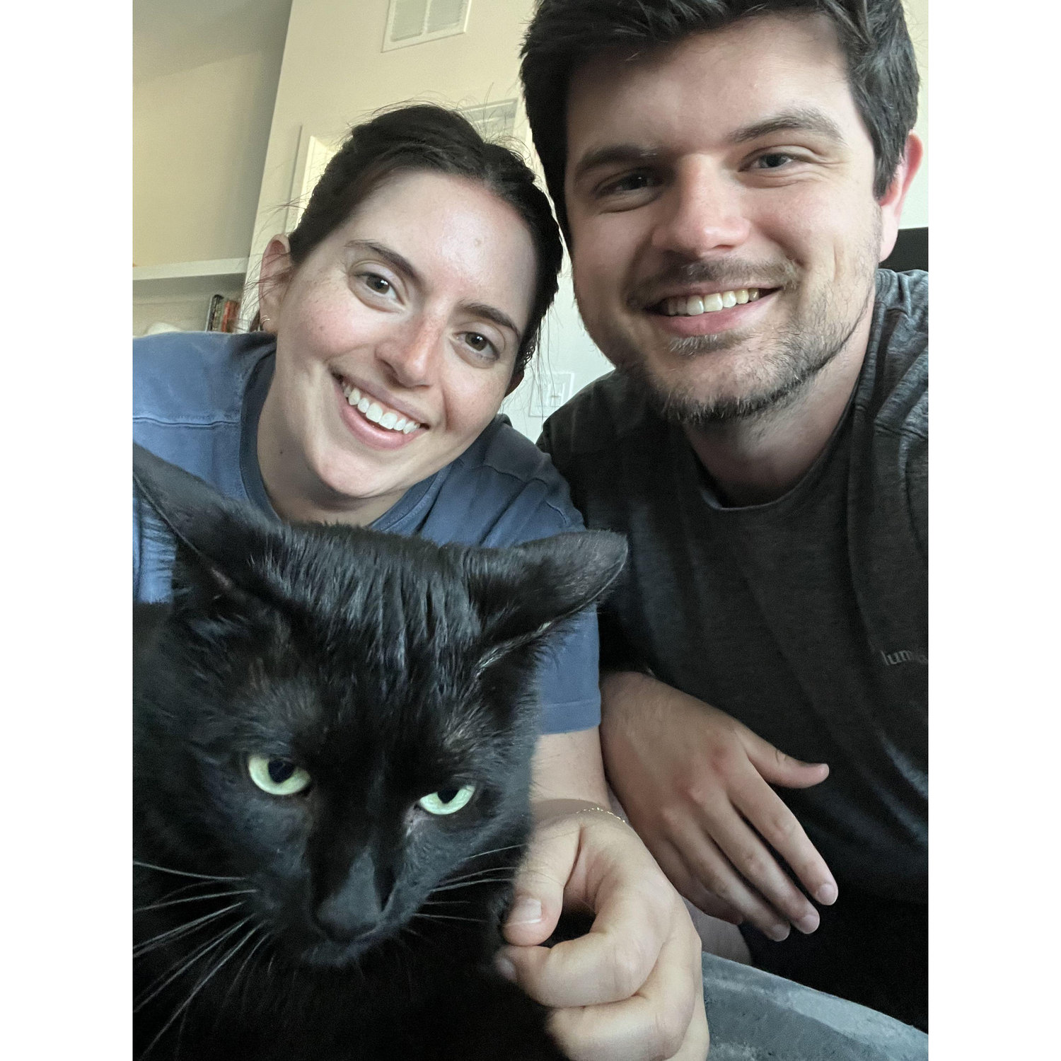 Us with Boo aka Booberito aka Mr. Boo aka Bubby, Jordan's cat who Kristina has grown especially fond of.