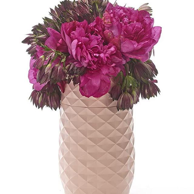 The Amaranth Vase - Unique Design for Easy Water Draining and Stem Access - Impact Resistant Plastic and Marble Blend - The Smart Vase for Floral Arrangements (Blush Pink)