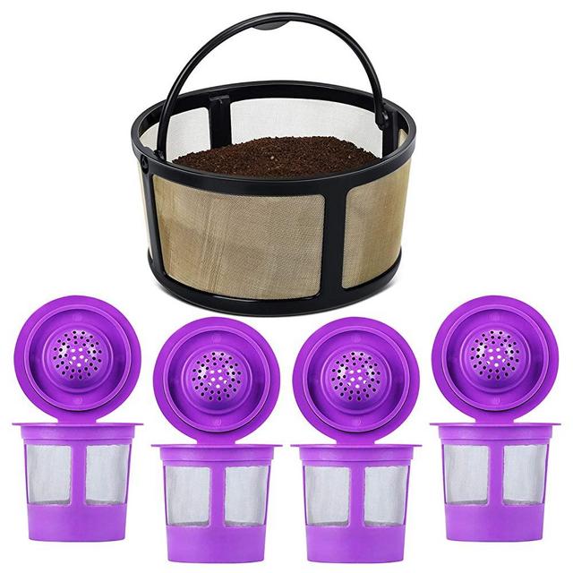 4-Pack Refillable K Cups Pod With Reusable Mesh Ground Coffee Filter Basket Fit for Keurig K-Duo Essentials and K-Duo Brewer Machine