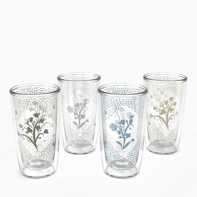 Tervis Heirloomed - Floral Collection Made in USA Double Walled Insulated Tumbler Travel Cup Keeps Drinks Cold & Hot, 16oz - 4pk, Assorted