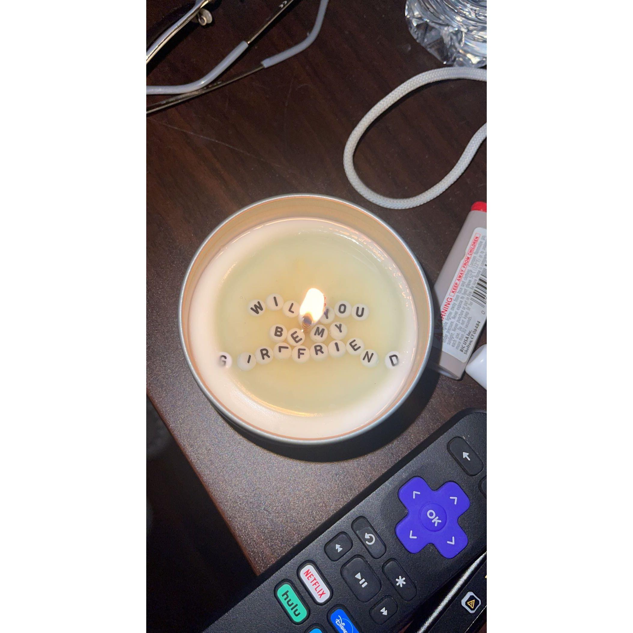 If you know Britt, she LOVES candles... So what better way to ask her to be my girlfriend?