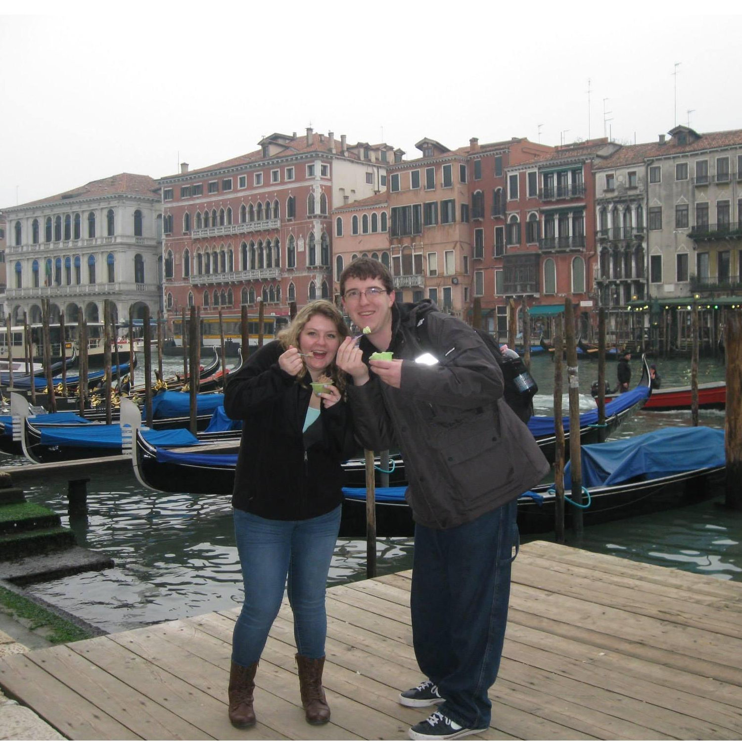Study abroad in Italy, junior year. Eating gelato in Venice.
